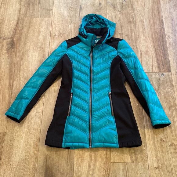 Guess Women’s Teal & Black Puffer Jacket Size Small - Picture 2 of 8